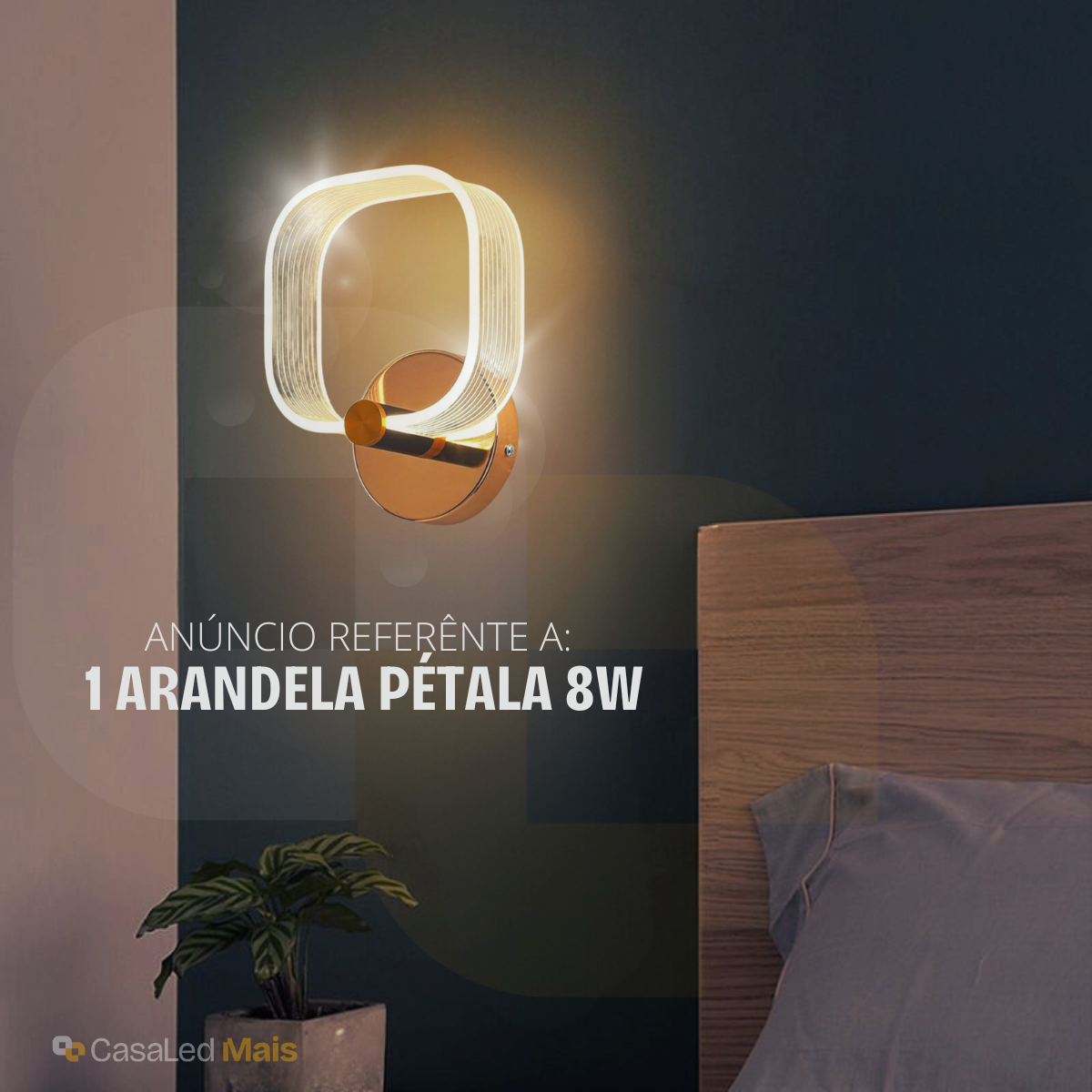 Arandela LED Pétala 8W Quadrada Bivolt – 3 Cores em 1
