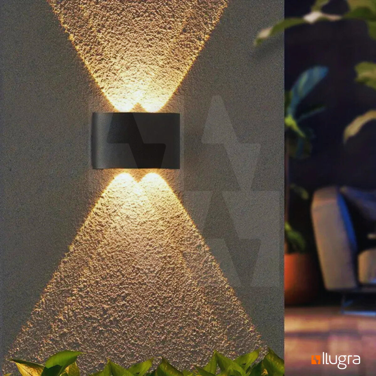 Arandela LED Meia Lua 4W IP65 – 4 Fachos – Branco Quente 3000K – Preta ou Branca