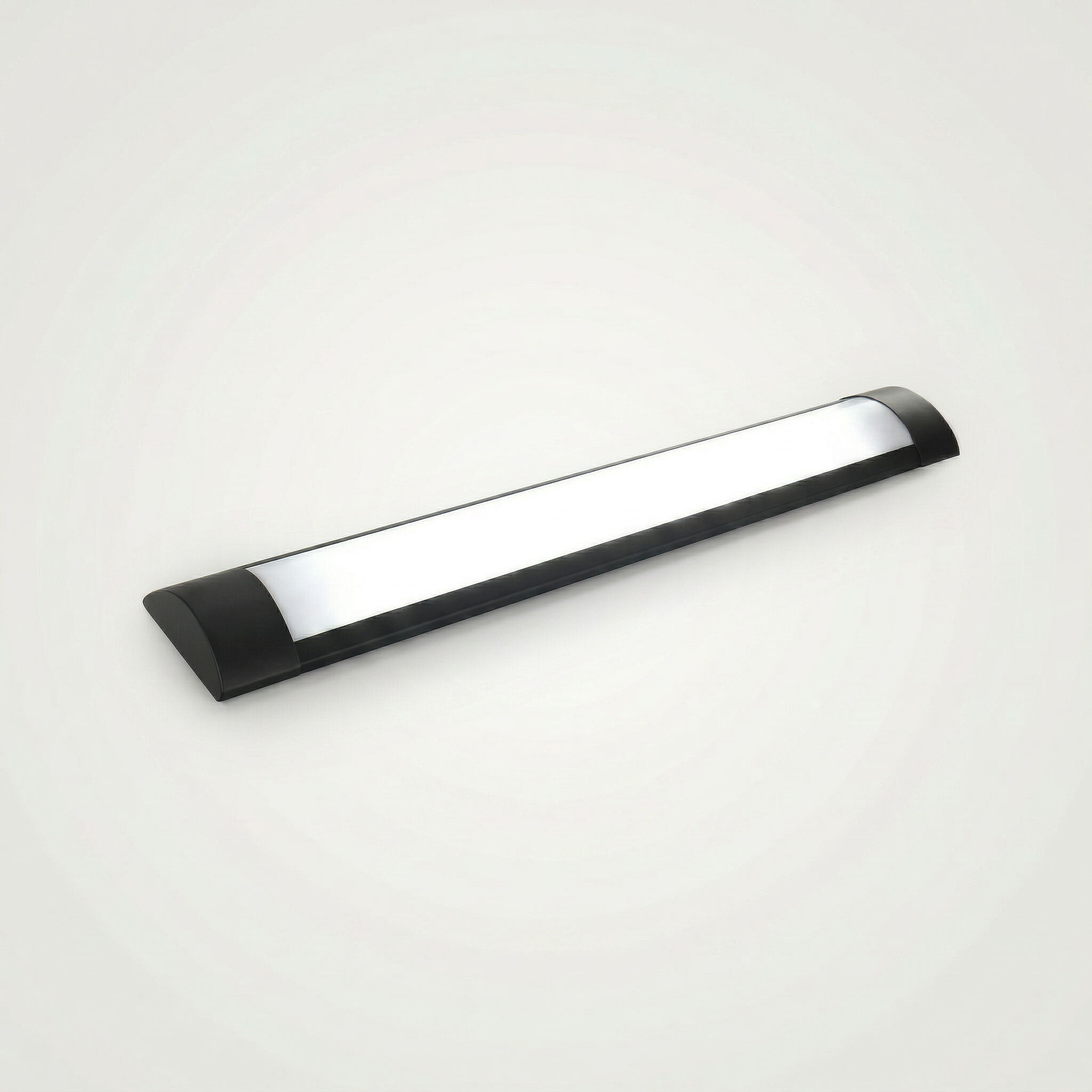 Luminária Linear LED 18W 60cm de Sobrepor Bivolt Borda Preta