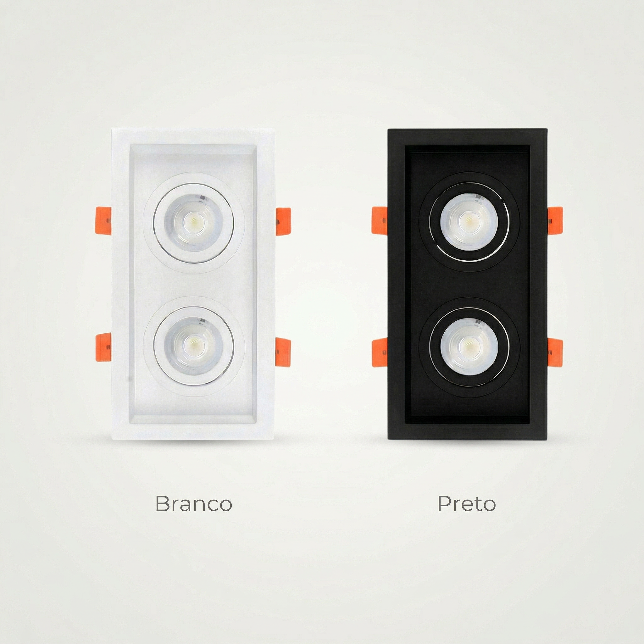 Spot Duplo MR16 de Embutir Recuado Direcionável com Soquete GU10 – Branco ou Preto