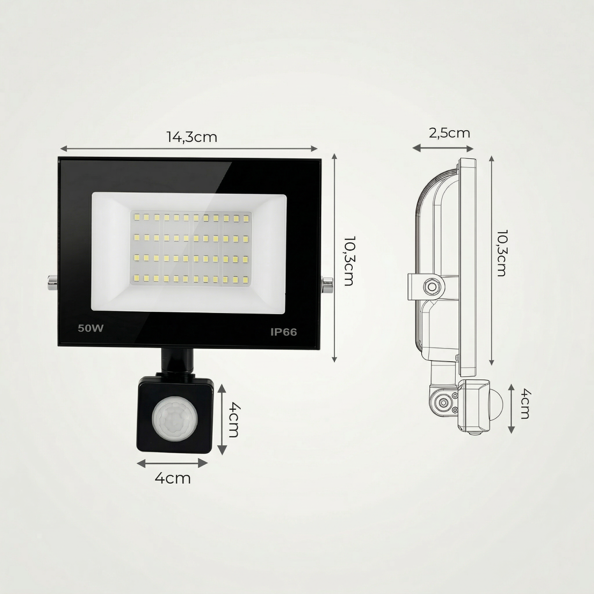 Refletor LED 50W com Sensor de Presença Bivolt IP65