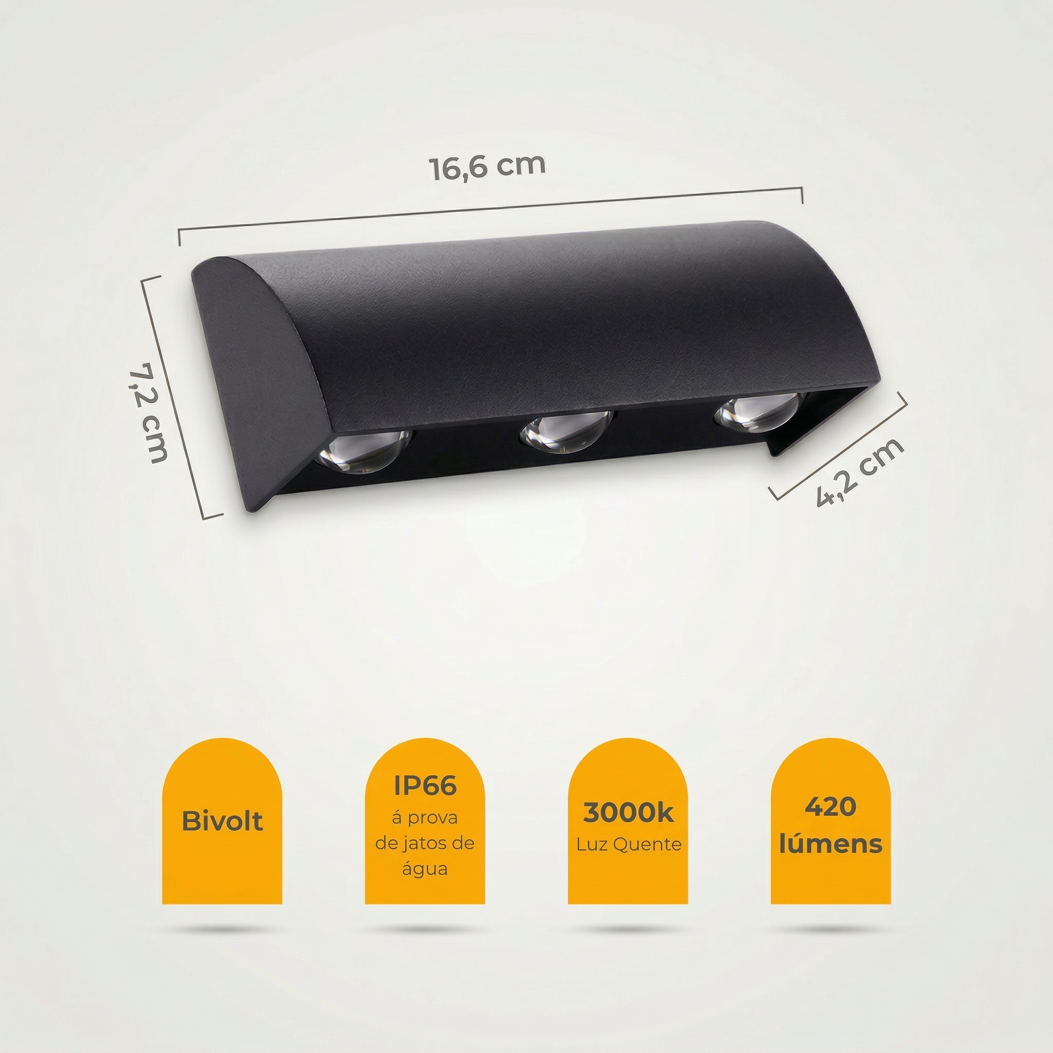 Arandela LED Outdoor 6W Bivolt IP66 – Branco Quente 3000K