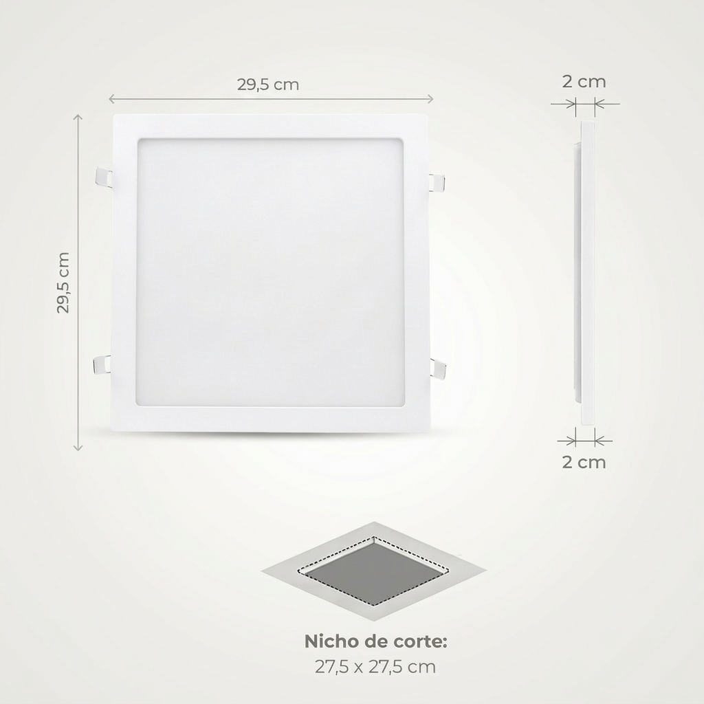 Painel LED 24W Quadrado de Embutir Bivolt – Branco Frio, Neutro ou Quente