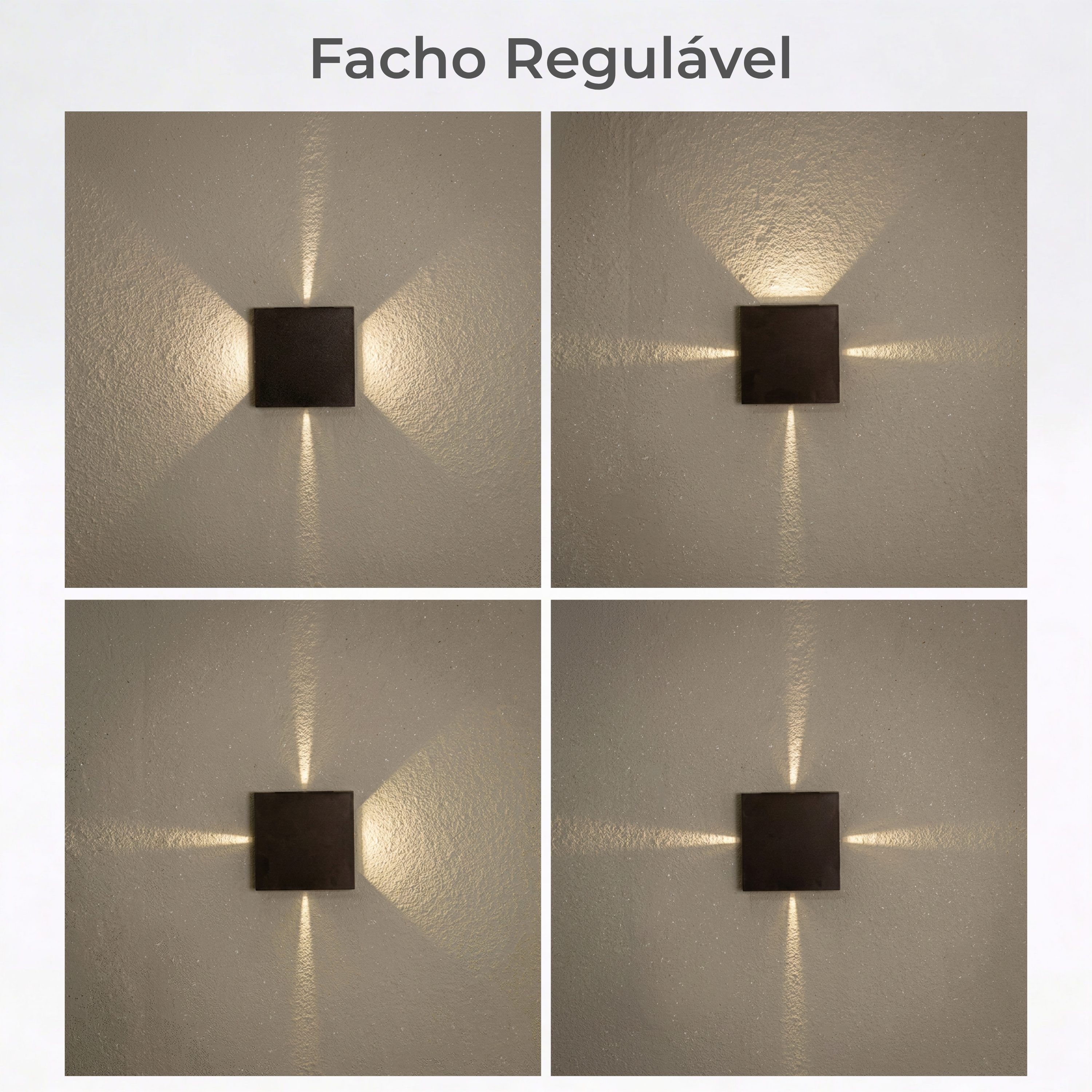 Arandela LED 4 Fachos Ajustáveis 4W Bivolt – Branco Quente | Uso Externo IP65 | Preta ou Branca