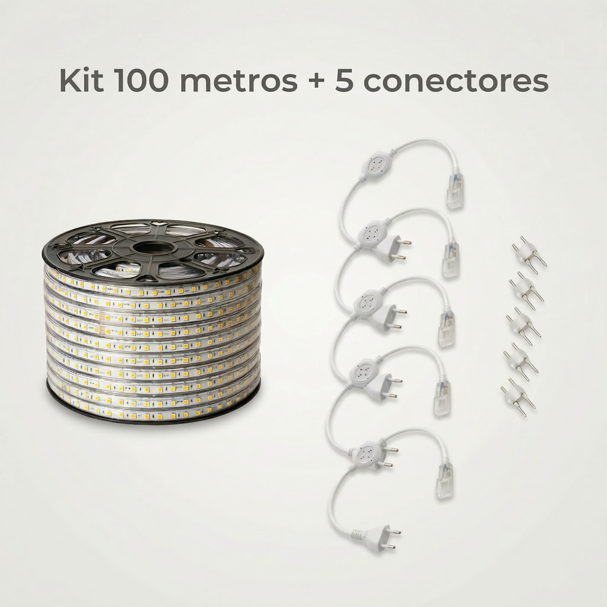 Mangueira LED 5050 100m IP65 – 60 LEDs/m – 110V ou 220V (Não Bivolt) - Branco Frio, Branco Quente ou Branco Neutro