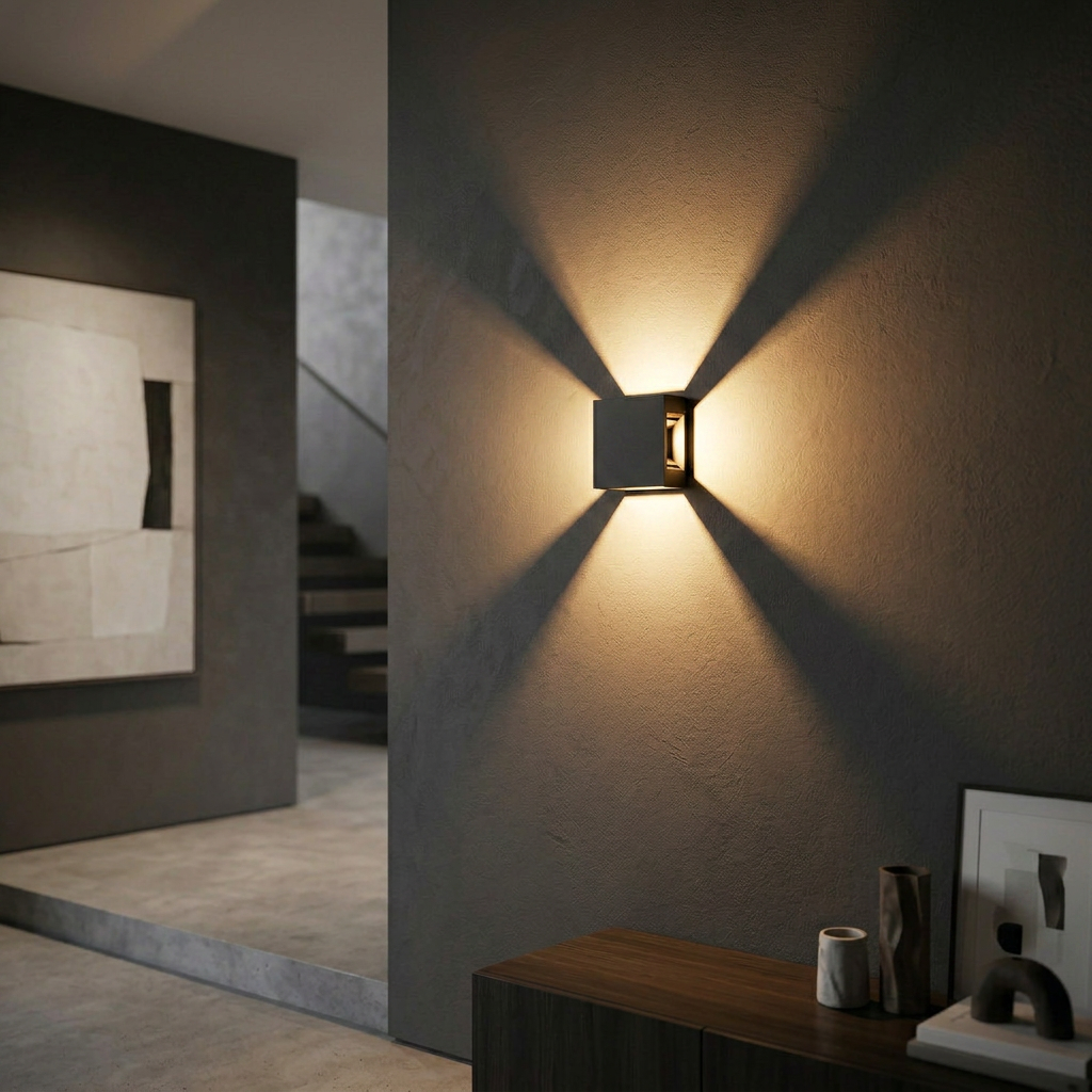 Arandela LED 4 Fachos Ajustáveis 4W Bivolt – Branco Quente | Uso Externo IP65 | Preta ou Branca