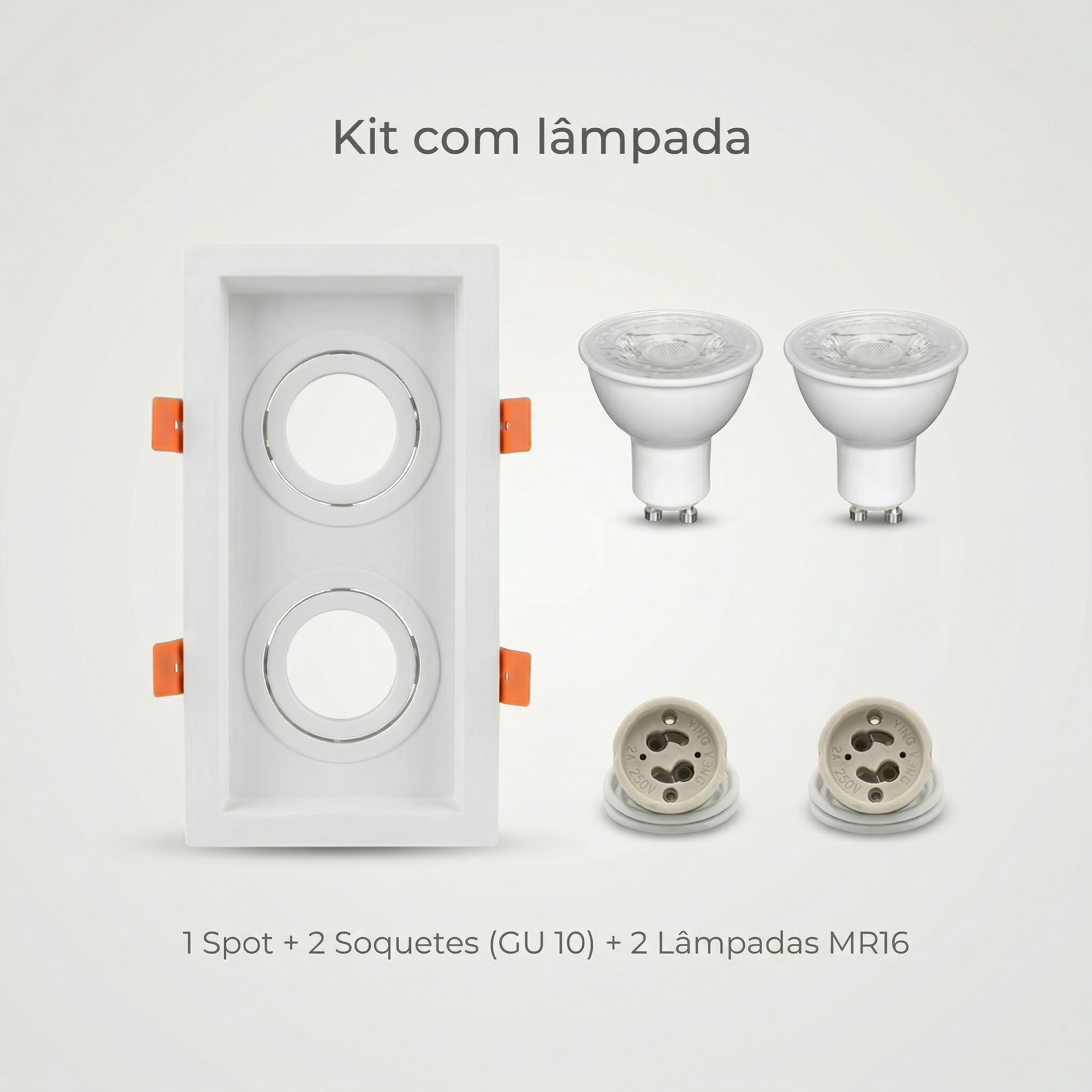Spot Duplo MR16 de Embutir Recuado Direcionável com Soquete GU10 – Branco ou Preto