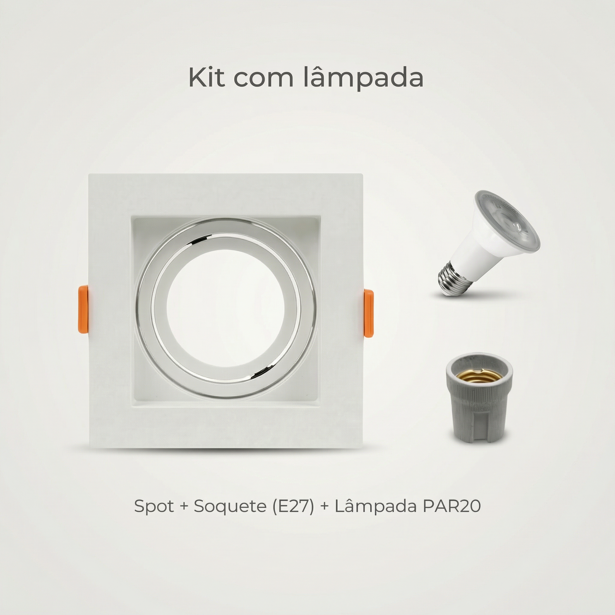 Spot Quadrado de Embutir PAR20 Recuado Direcionável com Soquete E27 – Branco, Preto ou Preto e Branco