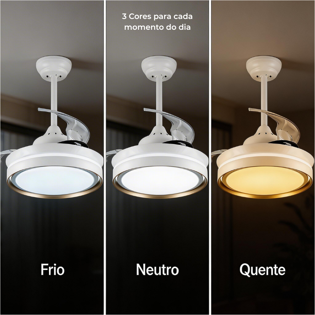 Ventilador de Teto Little Breeze 36” 30W LED - Com Pás Retráteis e Controle Remoto - Bivolt