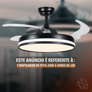 Ventilador de Teto Retrátil com Controle Remoto 4 Hélices Preto