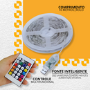 Fita LED RGB 10m Pisca Inteligente e Customizável com USB, Controle e App