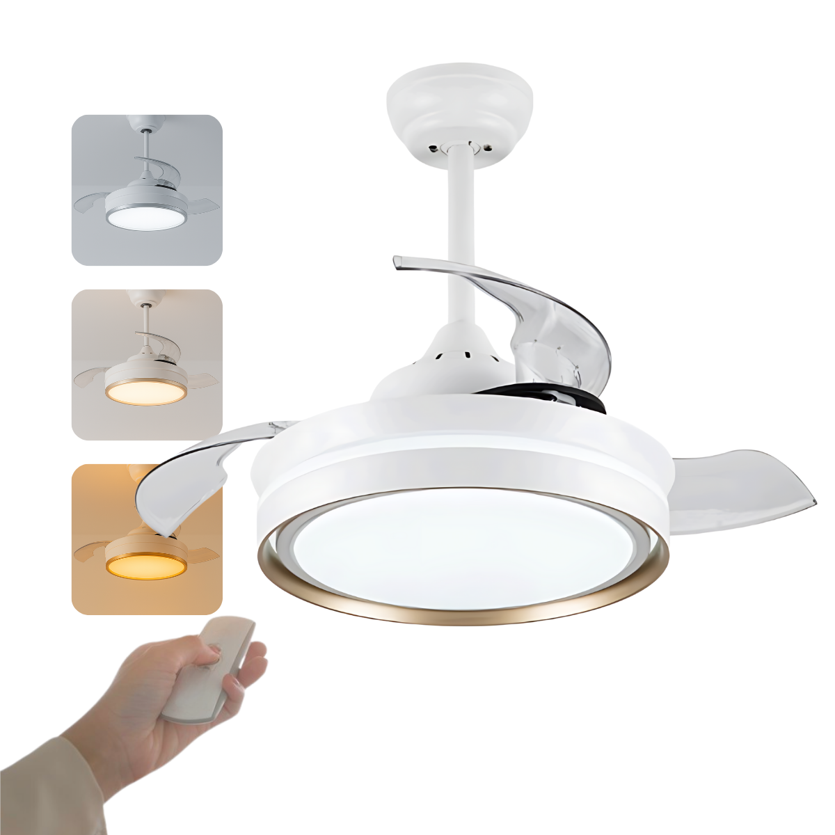 Ventilador de Teto Little Breeze 36” 30W LED - Com Pás Retráteis e Controle Remoto - Bivolt