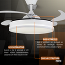 Ventilador de Teto com Controle Remoto Retrátil 4 Hélices Branco