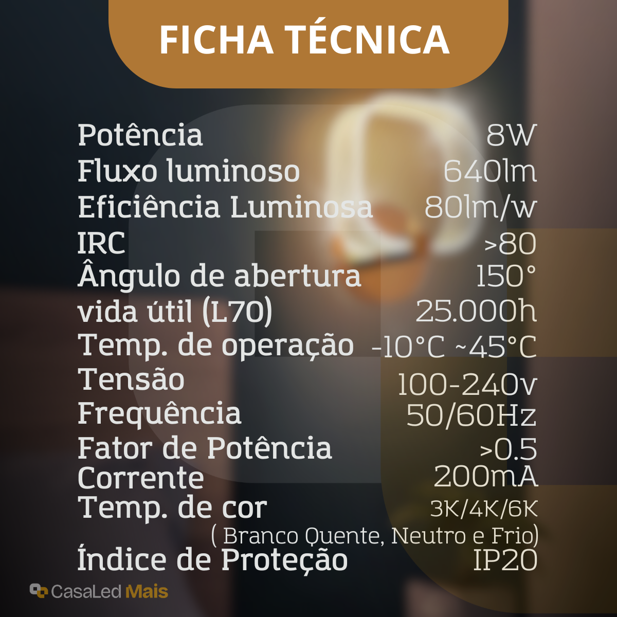 Arandela LED Pétala 8W Quadrada Bivolt – 3 Cores em 1