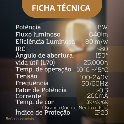 Arandela LED Pétala 8W Quadrada Bivolt – 3 Cores em 1