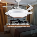 Ventilador de Teto com Controle Remoto Retrátil 4 Hélices Branco com Rose