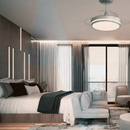 Ventilador de Teto com Controle Remoto Retrátil 4 Hélices Branco com Rose