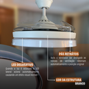 Ventilador de Teto com Controle Remoto Retrátil 4 Hélices Branco com Rose