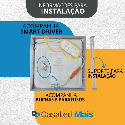 Painel Sobrepor 18W Quadrado Smart Wi-Fi