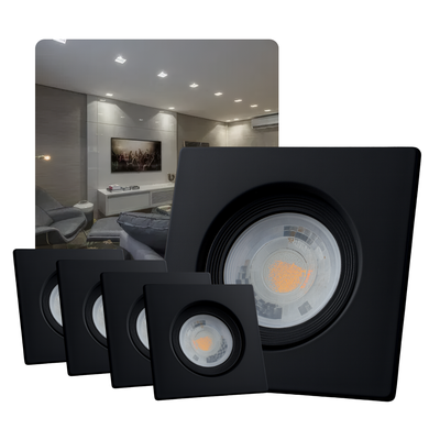 Kit 10 Spots LED 7W Quadrado de Embutir Bivolt – LED Integrado – Branco ou Preto
