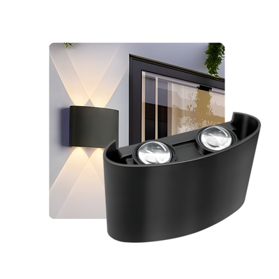 Arandela LED Meia Lua 4W IP65 – 4 Fachos – Branco Quente 3000K – Preta ou Branca