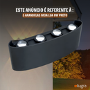Kit com 3 - Luminária Arandela LED Preta - 8W - Parede Externa - 8 Fachos