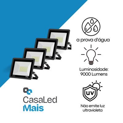 Refletor LED 100W Branco Frio Bivolt IP65 – Iluminação Externa de Alta Potência