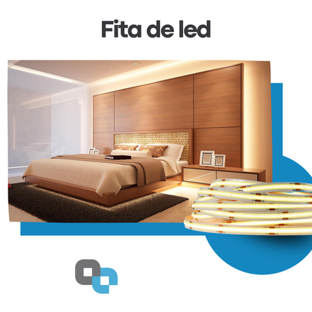 Fita LED 5 Metros 12W COB 480D IP20 - Branco Frio 6500K / Branco Quente 3000K