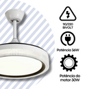 Ventilador de Teto Retrátil com 4 Hélices Cristal e Controle Remoto