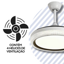 Ventilador de Teto Retrátil com 4 Hélices Cristal e Controle Remoto