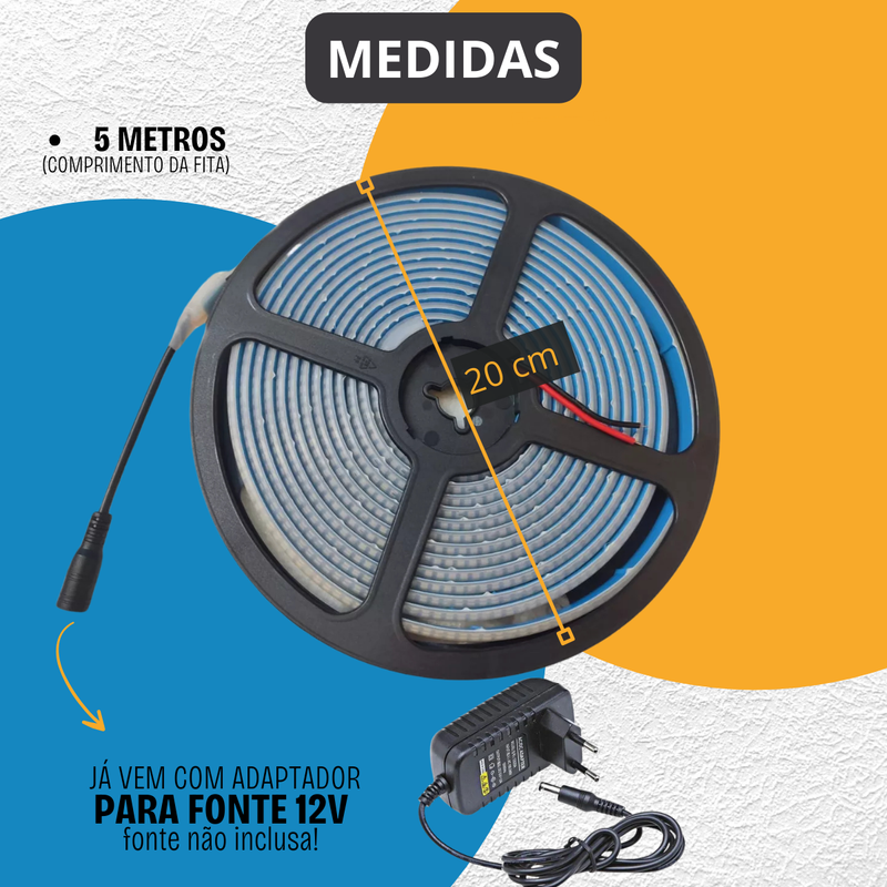 Fita LED IP68 3528 - 5m, 120 LEDs/m, à Prova d'Água