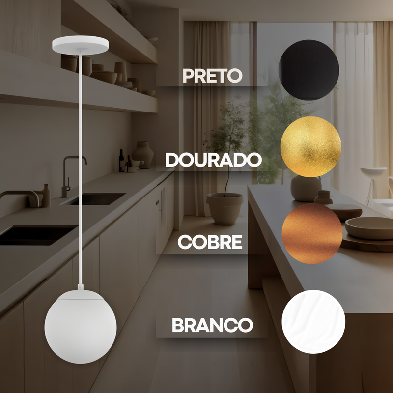 Pendente de Teto com 1 Globo - Design Moderno e Minimalista