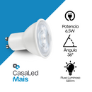 Kit 50 Lâmpada Led Dicroica Gu10 Bivolt 6w-7w