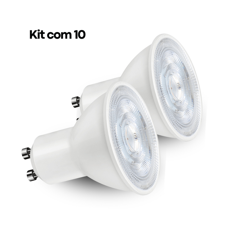 Kit 10 Lâmpadas LED Dicroica 6W/7W - 2700K / 6500K | Iluminação Eficiente e Econômica