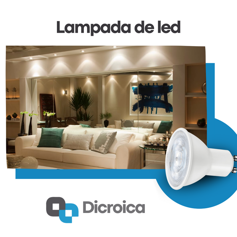 Kit 10 Lâmpadas LED Dicroica 6W/7W - 2700K / 6500K | Iluminação Eficiente e Econômica