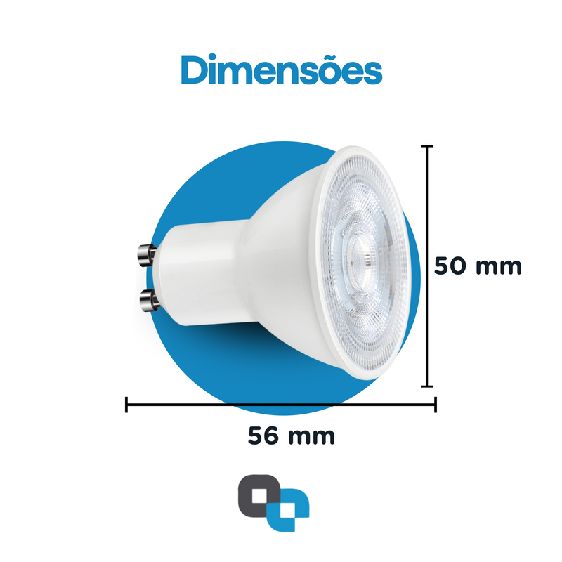 Kit 10 Lâmpadas LED Dicroica 6W/7W - 2700K / 6500K | Iluminação Eficiente e Econômica