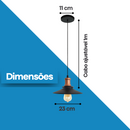 Pendente Retrô Nordic Preto com Detalhes em Cobre