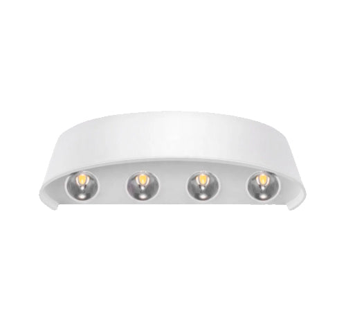 Arandela LED Meia Lua 8W IP65 – 8 Fachos – Branco Quente – Bivolt