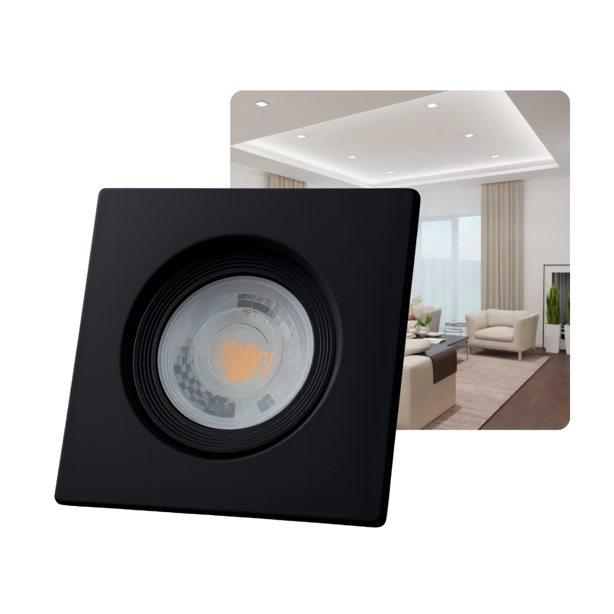 Kit 10 Spots LED 7W Quadrado de Embutir Bivolt – LED Integrado – Branco ou Preto