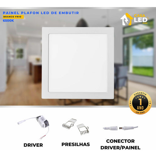 Painel LED 18W Quadrado de Embutir Bivolt – Branco Frio, Neutro ou Quente