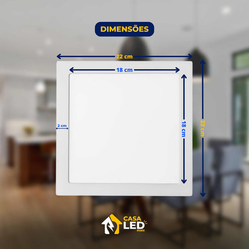 Painel LED 18W Quadrado de Embutir Bivolt – Branco Frio, Neutro ou Quente