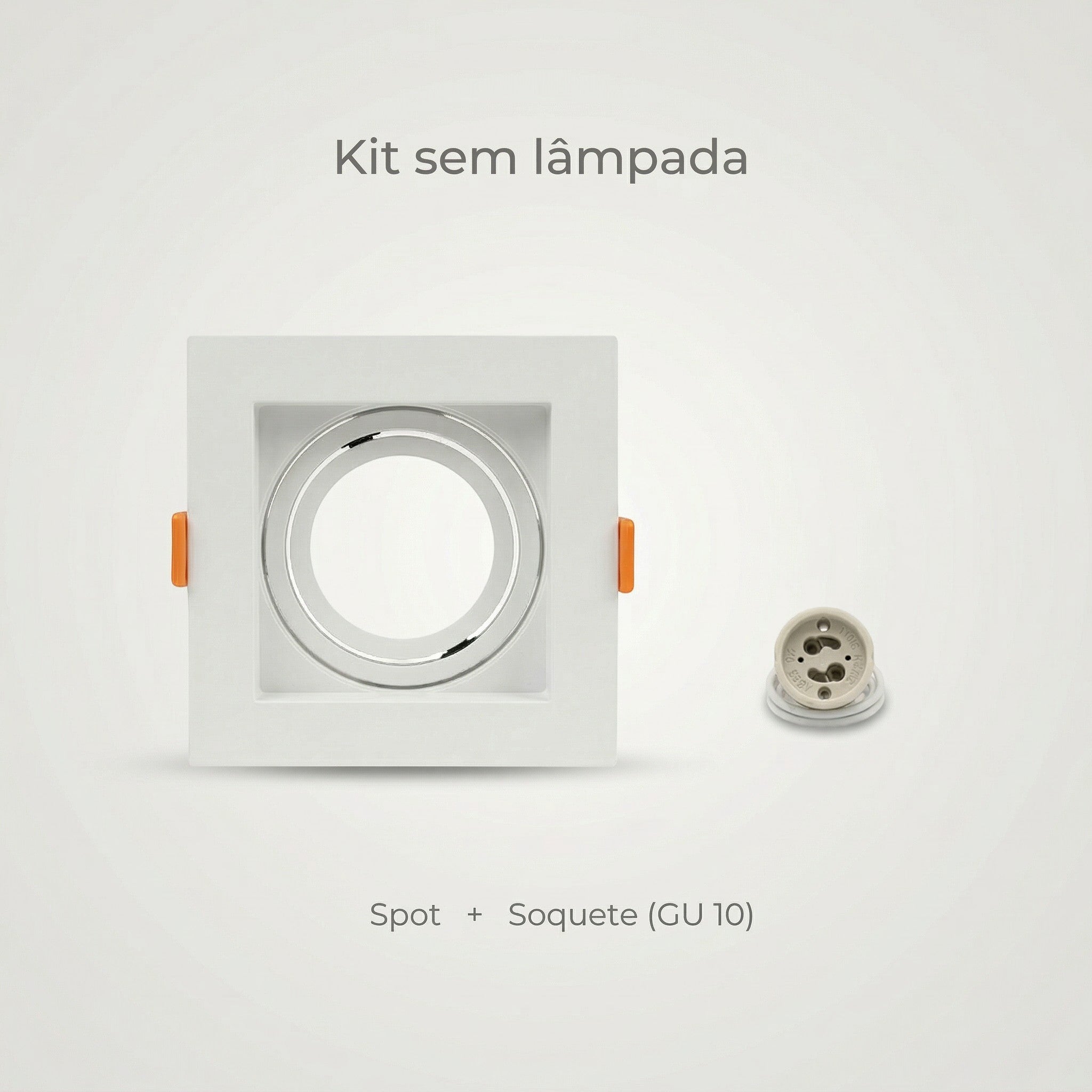 CasaLed Mais Spot de embutir quadrado branco direcionável com soquete GU10, feito de policarbonato termoplástico.