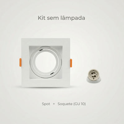 CasaLed Mais Spot de embutir quadrado branco direcionável com soquete GU10, feito de policarbonato termoplástico.