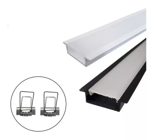 Perfil de Alumínio C1 para Embutir com Difusor Acrílico – 24x7mm – Barra 1m