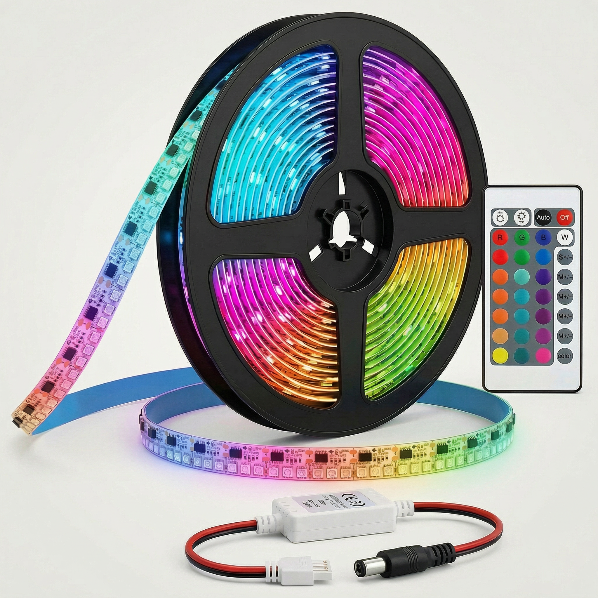 Fita LED RGB Digital Endereçável 2811 180 LEDs/m 12V IP20 – 5 Metros - Com Controle | Dimerizável e Programável