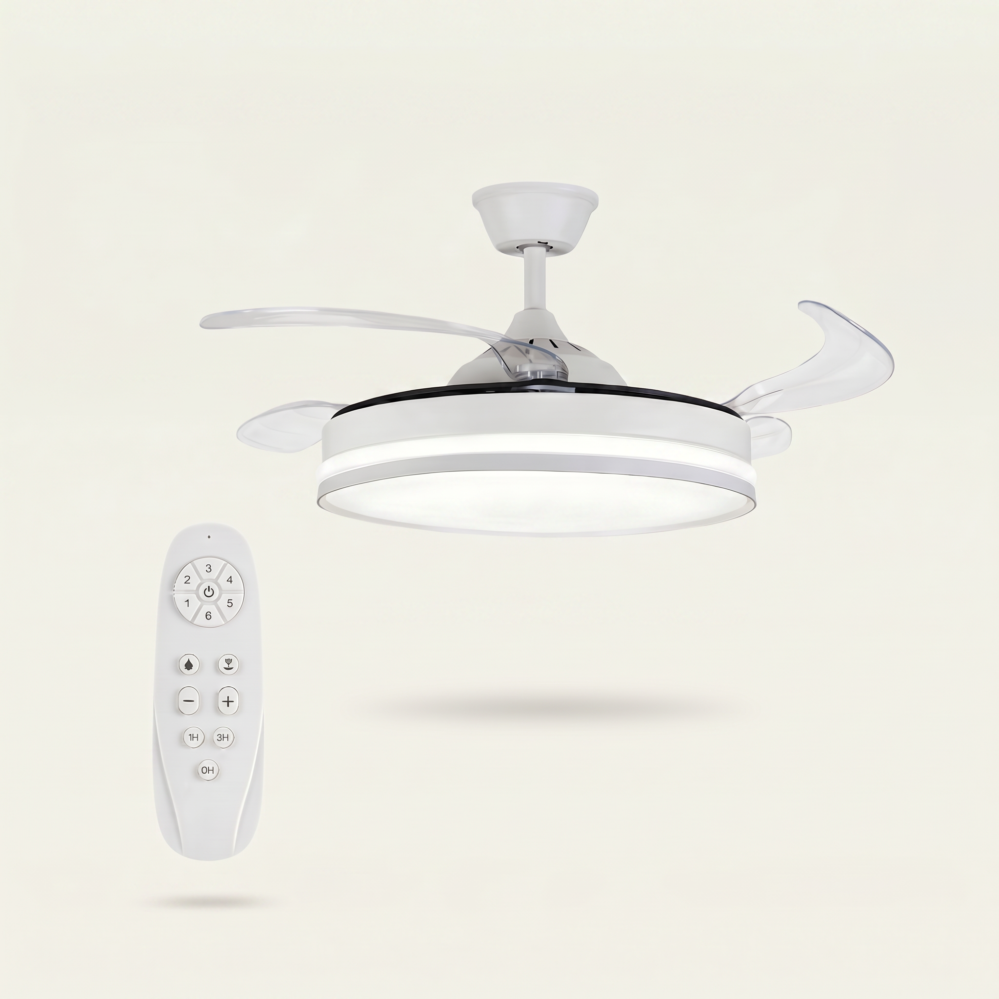 Ventilador de Teto Retrátil 42” Com Controle Remoto LED 30W - Bivolt