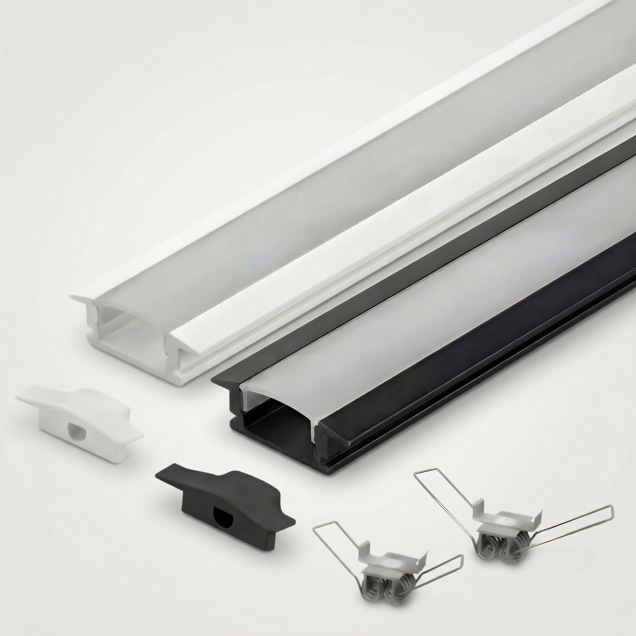 Perfil de Alumínio para Embutir 17x7mm com Difusor Acrílico – Barra 1m – Branco ou Preto