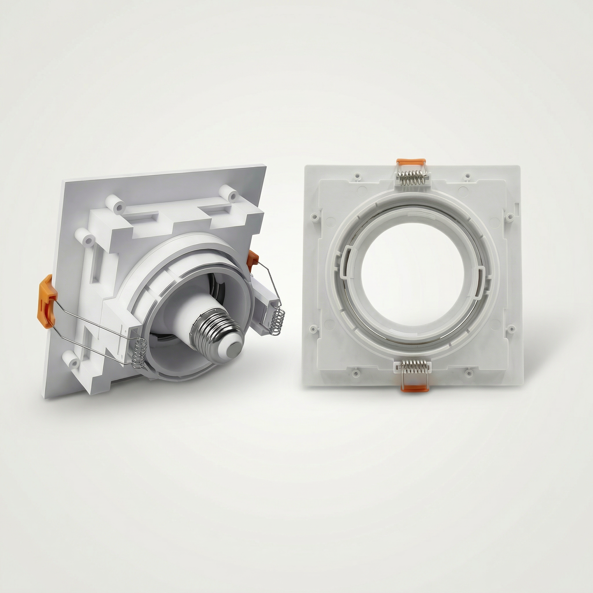 Spot Quadrado de Embutir PAR20 Recuado Direcionável com Soquete E27 – Branco, Preto ou Preto e Branco