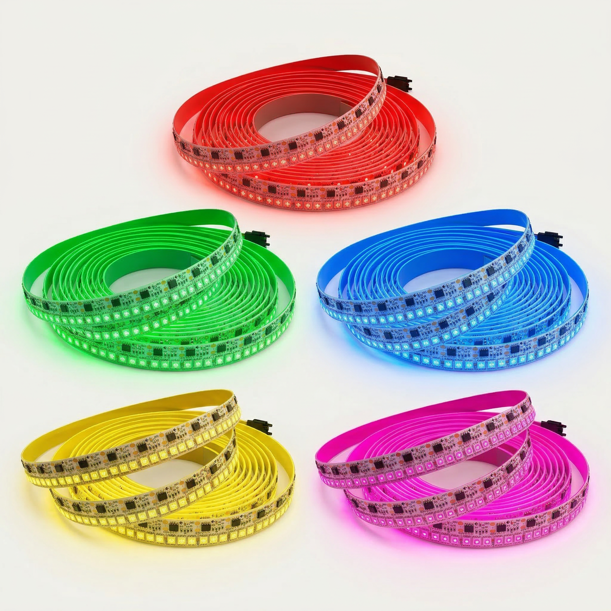 Fita LED RGB Digital Endereçável 2811 180 LEDs/m 12V IP20 – 5 Metros - Com Controle | Dimerizável e Programável