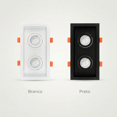 Spot Duplo MR16 de Embutir Recuado Direcionável com Soquete GU10 – Branco ou Preto